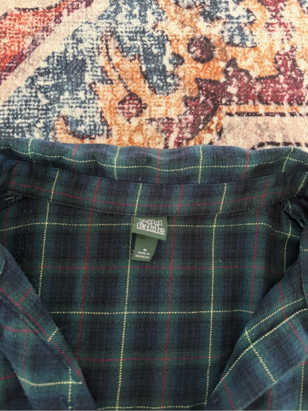 wild fable Navy and Green Plaid Button-Down Shirt - Picture 2 of 2